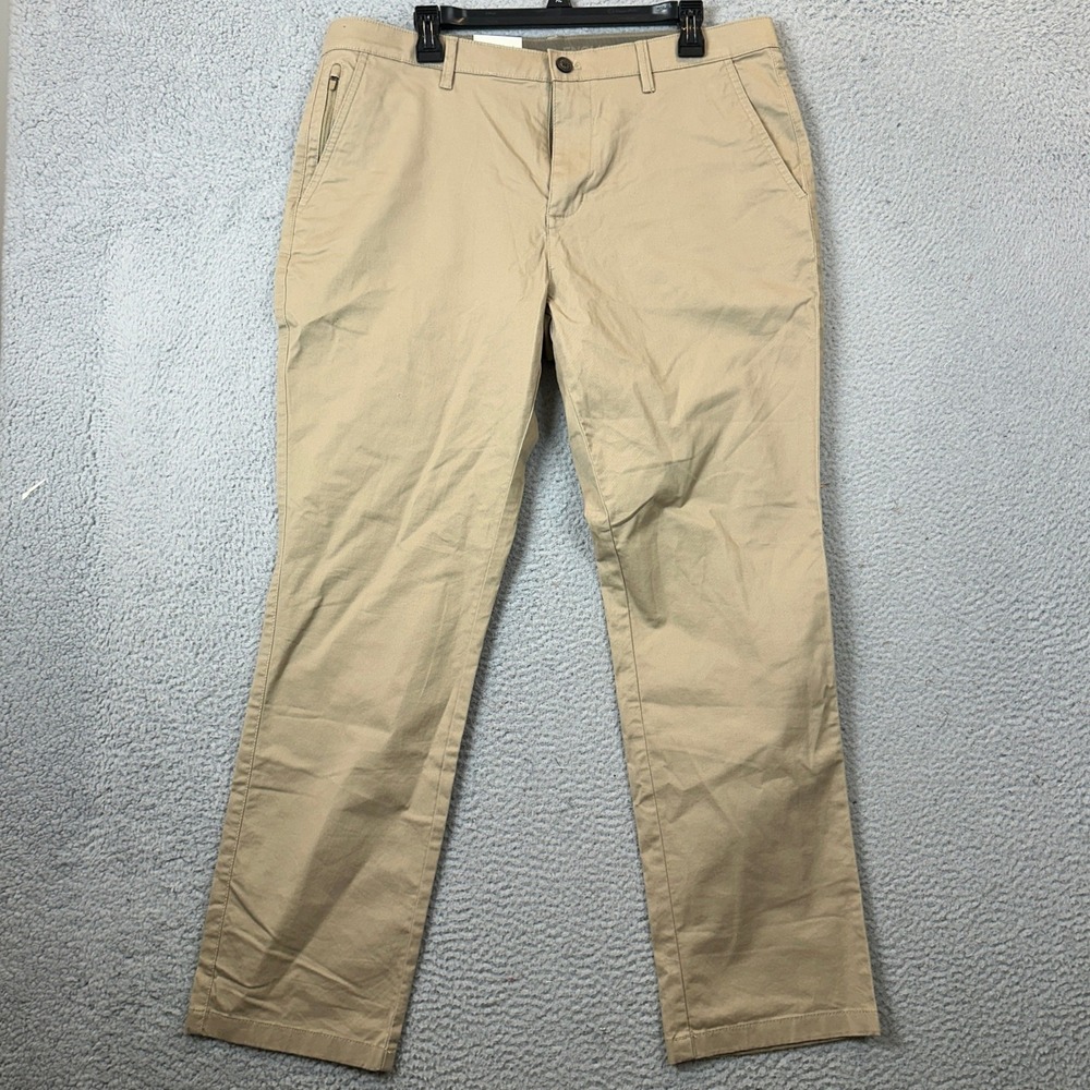 English Laundry Pants Mens 36X30 Khaki Tan Chino Flat Front Straight Stretch EUC